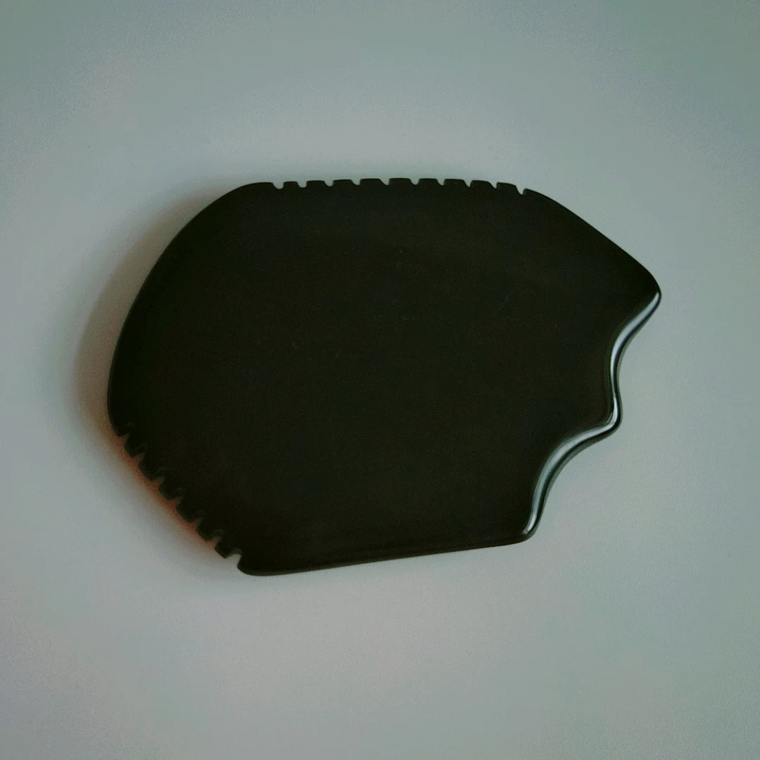 Huiying Hot Selling Black Obsidian Facial Gua Sha Spiky New Shape Facial Guasha Scraping Board