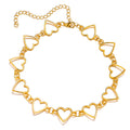 Fashion Love Heart Link Single Layer Choker Necklaces for Women Golden Necklace Jewelry Valentines Party Girl Gift Zinc Alloy