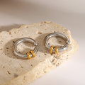 New Trendy Vintage C Shape Clip Earrings Two Tone Stainless Steel Hypoallergenic Waterproof Circle Ear Cuff Jewelry