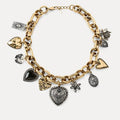 2025 New Arrival Exaggerated Retro Trend Creative Design Alloy Micro Love Heart Vintage Pendants Chain Statement Gold Necklaces