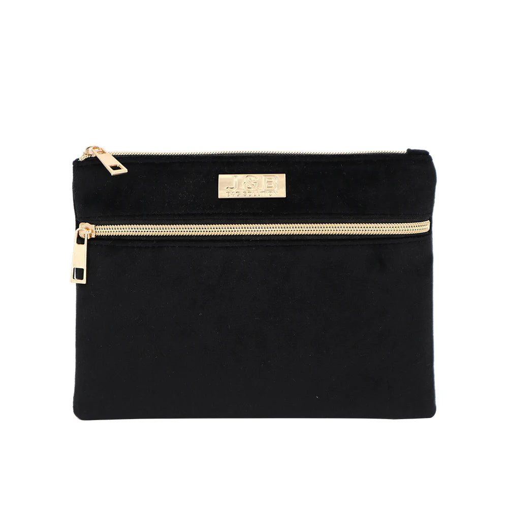New Arrival Velvet Cosmetic Bag Ziplock Pouch Double Zipper Velvet Pouch for Jewelry Gift Travel Bag Pouch with Custom logo