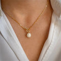 Freshwater Baroque Pearl Necklace for Women Paperclip Chain Necklace Stainless Steel Long Box Square Chain Long Choker