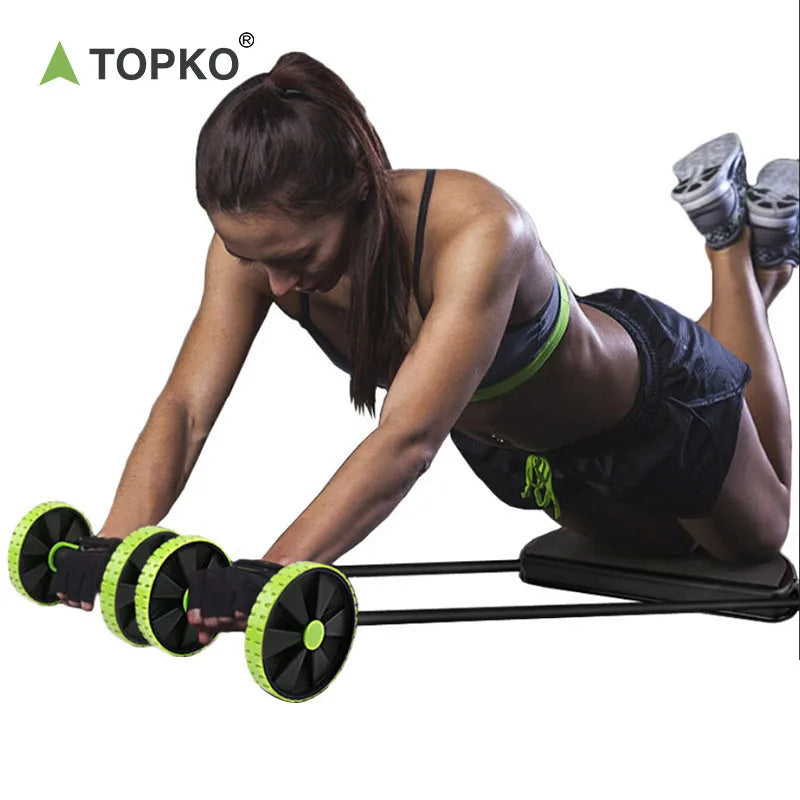 TOPKO Multifunctional Double Ab Belly Wheel Roller Abdominal Wheel Home Gym Fitness Equipment Muscle Roller Ab Wheel Roller