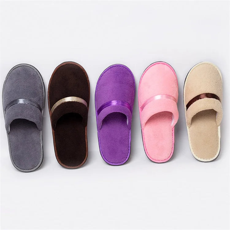Custom Logo Luxury Coral Velour Hotel Slipper Wholesale Thick Sole Disposable Coral Fleece Hotel Slipper