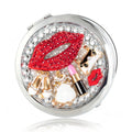 Custom Pocket Round Shape Mirror Portable Luxury Magnifying 2X Vanity Foldable Hand Held  Cosmetic Makeup Mirror for Makeup