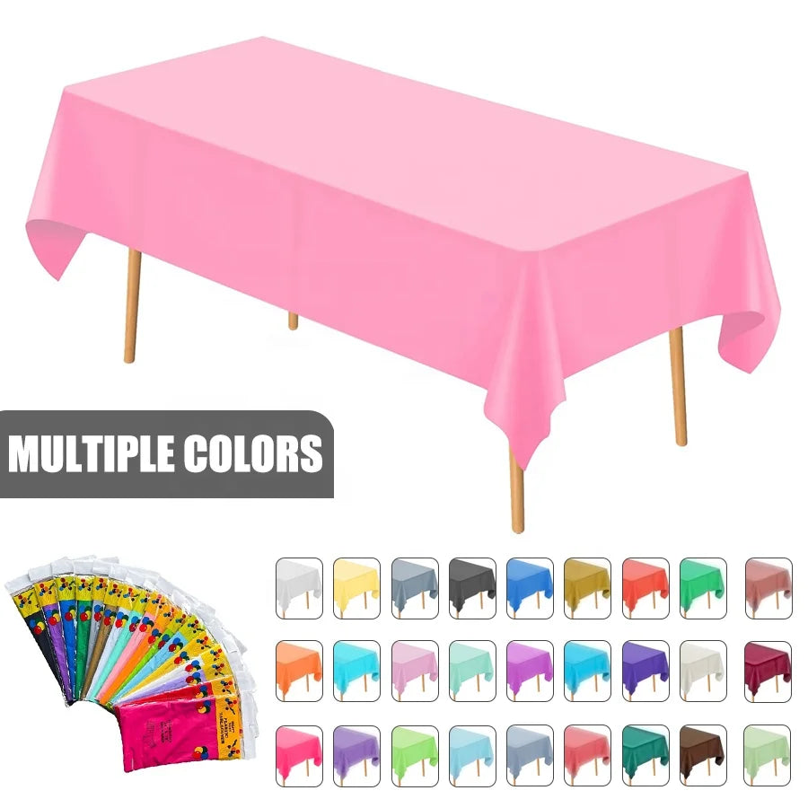 Wholesale Premium Solid-Color Disposable PE Plastic Tablecloths (54in X 108in) - Decorative Rectangle Table Covers for Parties