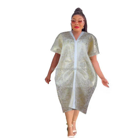 New African Dashiki Dress Two-piece Women African Dress Gold Stamping of Net Fabric African Design Dresses
