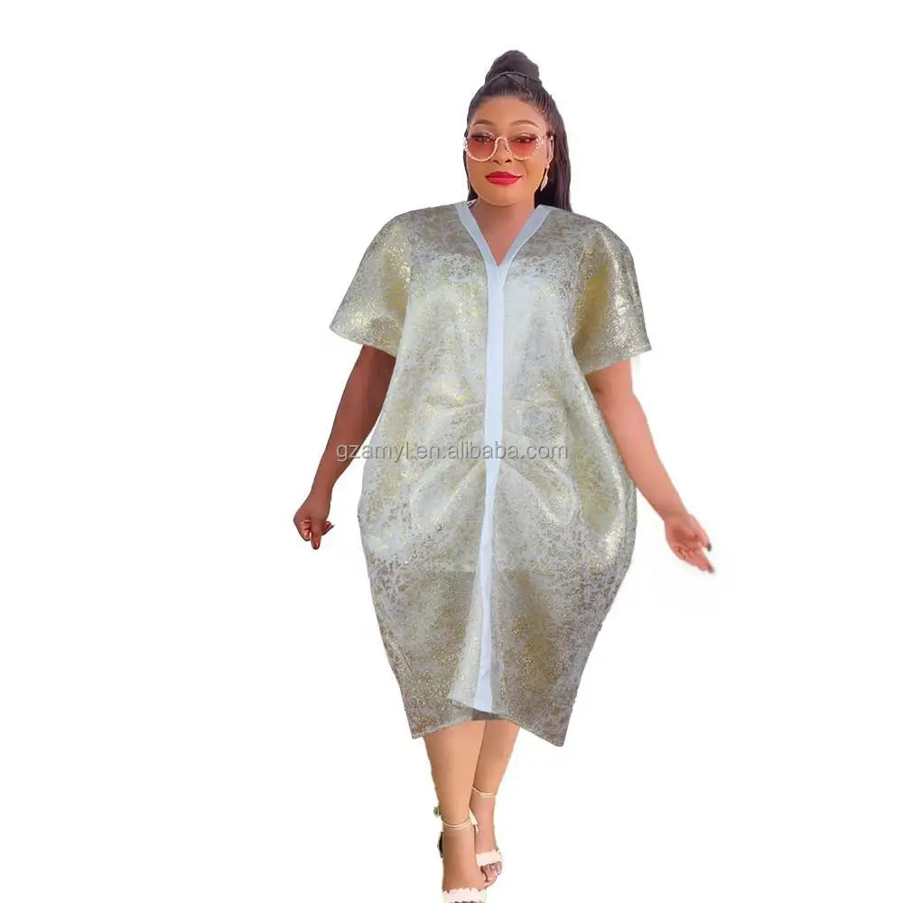 New African Dashiki Dress Two-piece Women African Dress Gold Stamping of Net Fabric African Design Dresses