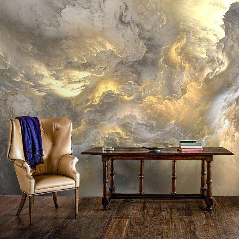 Custom Wall Paper PVC Fabric 3D 8D 16D Home Decoration Modern Floral Cloud Photo Abstract Mural Wallpaper