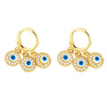 18k Gold Plated Micro-inlaid Zirconium Drop Oil Round Palm 3 Tassel Pendant Eye Earrings Fashionable Hot Sale Niche Design