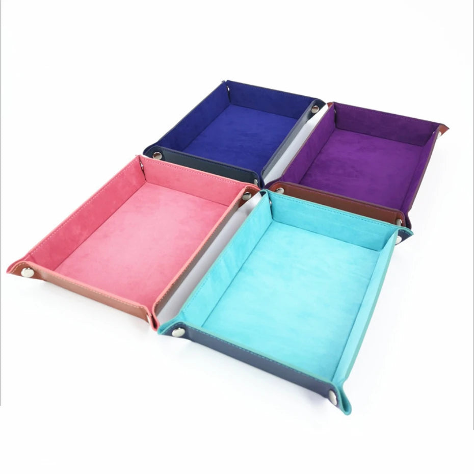 Cuboid 4-Faces Colorful 22*16 cm PU Leather and Velvet Material Dice Tray Packaging & Printing Product MegaBDM