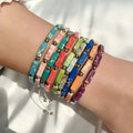 Handmade Wrap Beaded Bracelet Jewelry Cube Stone Agate Gold Plated Jade Fashion Boho Multi-Color Chakra Colors Wedding Gift