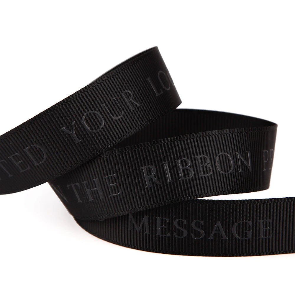 Custom Logo Printed 25mm Grosgrain Ribbon for Business Branding Personalized Embossed Gift Packaging Ribbon