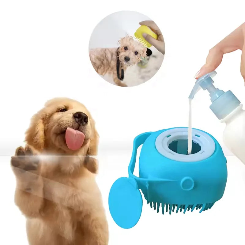 Soft Safety 2 in 1 Pet Dog Grooming Silicone Shower Massage Shampoo Dispenser Brush Dog Grooming Brush Bath Brush