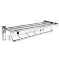 Hot Selling SUS 304 Modern Wall-Mounted Fixed Bathroom Shelf Holder Bar & Hooks Bracket Hanging Hotel Bath Towel Rack