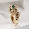 Exquisite Hiphop Luxury 18K Gold Plated Adjustable Zircon Leopard Open Ring