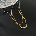 Stainless Steel Multi Beads Round Snake Chain Necklace 18K Gold Plated Choker Necklaces Unisex Plain Trendy Minimalist Jewelry