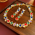 2024 Fashion Jewelry Middle Vintage Diamond Oval Heart Necklace Retro Collarbone Chain Metal 18k Real Gold Choker Necklaces
