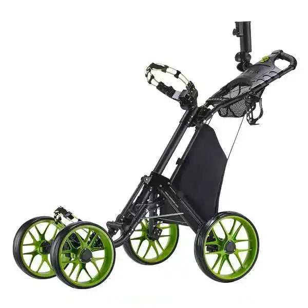 New Aluminum Alloy 4 Wheel Golf Push Cart Trolley with Foot Brake Umbrella Holder Drink Holder Net Cooler Bag Customizable Color