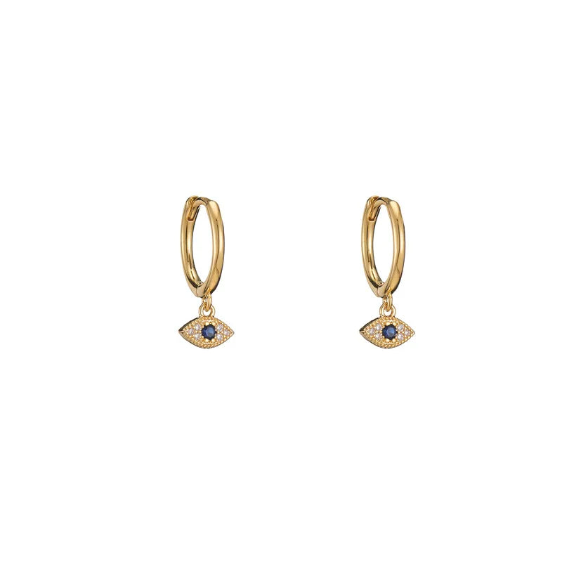 REETI 925 Sterling Silver Shiny Inlaid Micro Cubic Zircon Eyes Hoop Earrings Ear Jewelry for Women