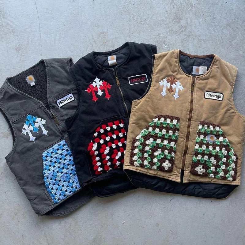 Custom Winter Canvas Bomber Designer Zip up Jacket Fashion Vest Men Cotton Waistcoat Vintage Jackets Manufacturer