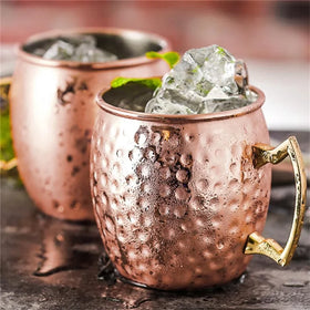 N0065 Metal Hammer Point Cocktail 530ml Coffee Tea Beer Cup Copper Moscow Mule Mug Stainless Steel Mug