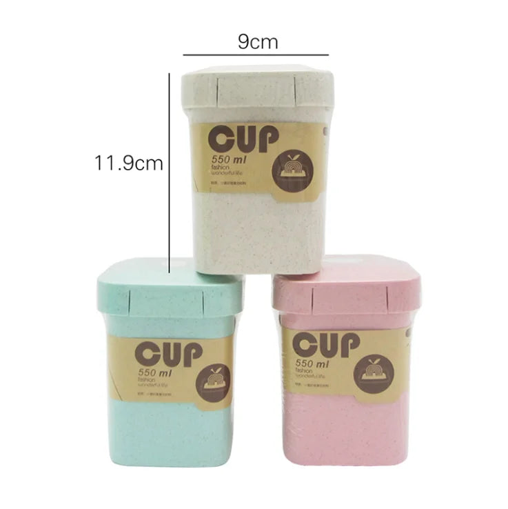 Microwave Soup Cup Seal With Lock Vented Lid Wheat Straw Plastic Soup Bowl Plastic