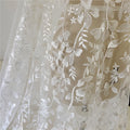 Lace Fabric Leaf Flower Heavy Industry Wedding Dress Dress Curtain Mesh Embroidery White DIY Yarn
