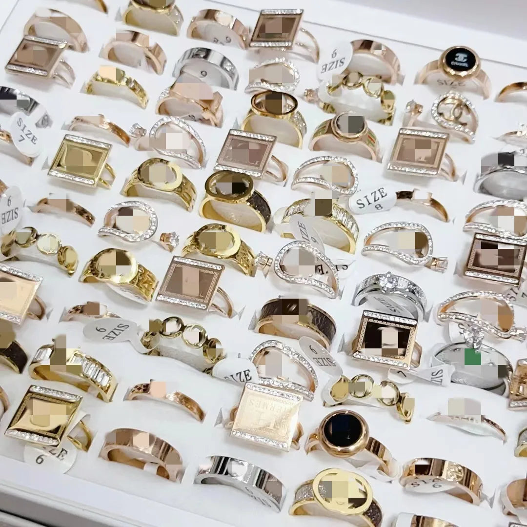 Factory Wholesale Cheap Style Rings Titanium Steel Diamond Luxury Rings Classic Fade Stainless Steel Rings