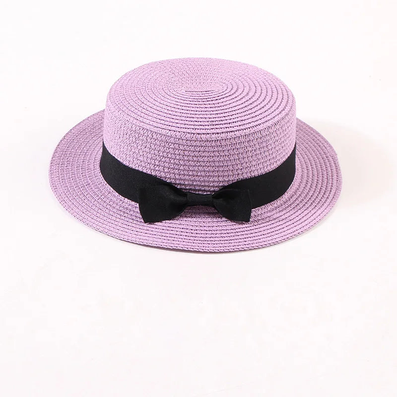 Fashion Kids Straw Hat Custom Printing logo Chapeau De Paille Summer Beach Paper Grass Panama Customisable Toddler Sun Straw Hat