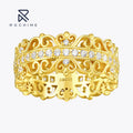 Rochime 18k Gold Plated Vintage Castle Lace Diamond Ring 925 Sterling Silver  Gold Plated Cubic Zirconia Rings for Women