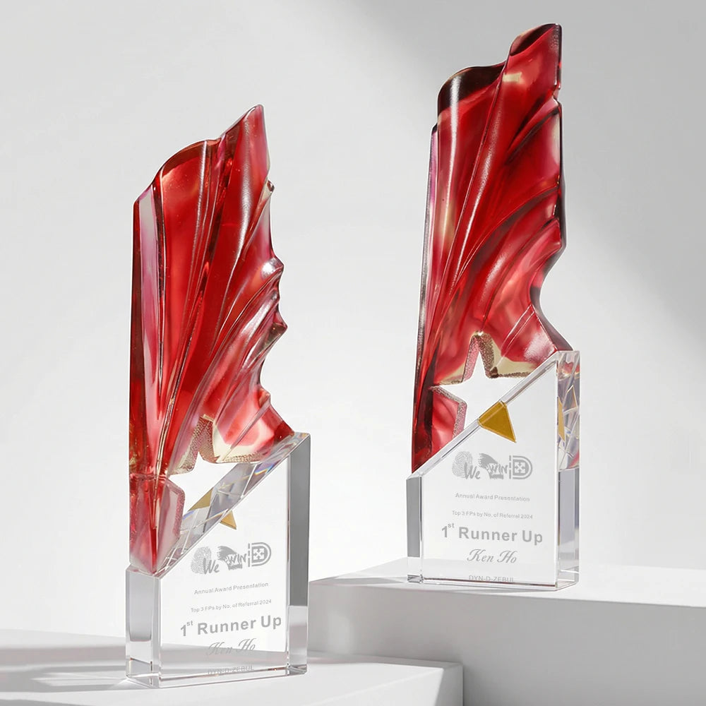 Original Patented Jadevertu Liuli Crystal Trophy Awards Sandblasting Engraving Modern Simplicity Collectible Sports Events