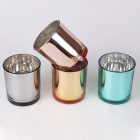 New Design Plating Color 300ml Round Empty Wholesale Elegant Glass Candle Jars