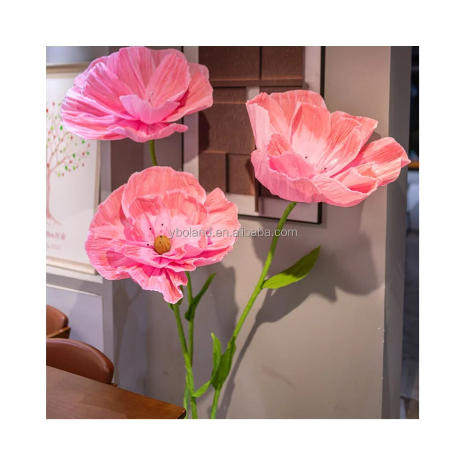 E-HB006  Shopping Photography Large Big Flower Paper Corn poppy Giant Flowers Pink White Purple Wedding Decor Flowers