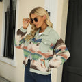Wholesale Vintage Casual Aztec Western Navajo Style Patchwork Button Denim Jacket for Women