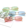 CONCHEN New Arrival Sun Glasses Unisex Leopard Handmade Sun Glasses Metal Online Rimless Rectangle Sunglasses Women Men