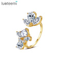 LUOTEEMI Girl Korean Geometric Gold Plated New Jewelry Woman Trendy Finger Cubic Zirconia 5A Cute Adjustable Cz Ring