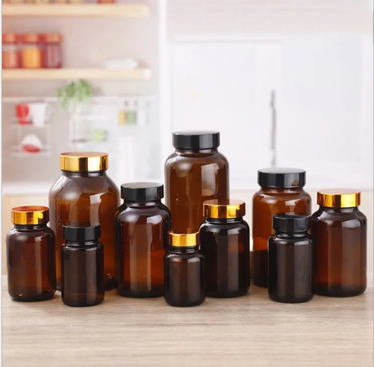 60ml 75ml 100ml 120ml 150ml 200ml 250ml 300ml 400ml 500ml Empty Capsules Glass Bottles Amber Wide Mouth Glass Reagent Bottles