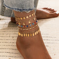 Wholesale Gold Plated Star Bohemian Star Tassel Women Foot Anklet Chain Jewelry