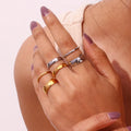18k Gold Plated Stainless Steel Rings Jewelry Women Basic Fashion Jewelry Rings
