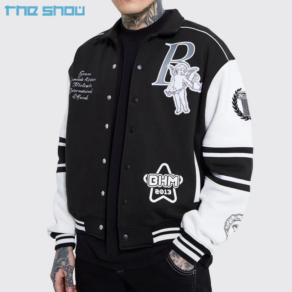 OEM High Quality Chenille Embroidery Men's College Custom Baseball Bomber Letterman Crop Applique Jersey Boxy Fit Winter Stand