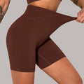 Rib-Knit Butt Lift Gym Shorts Seamless Stretchy High Waist Workout Athletic Compression Shorts Yoga Fitness Cycling Shorts Women