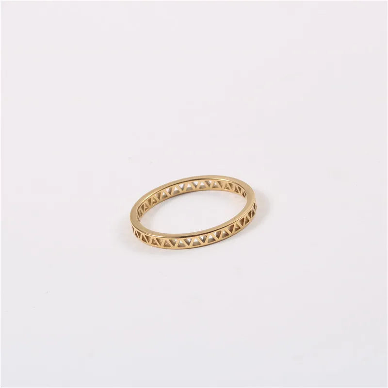 Joolim Jewelry Wholesale 18K Gold Plated Wave Hollow Out Stainless Steel Rings for Women Rings