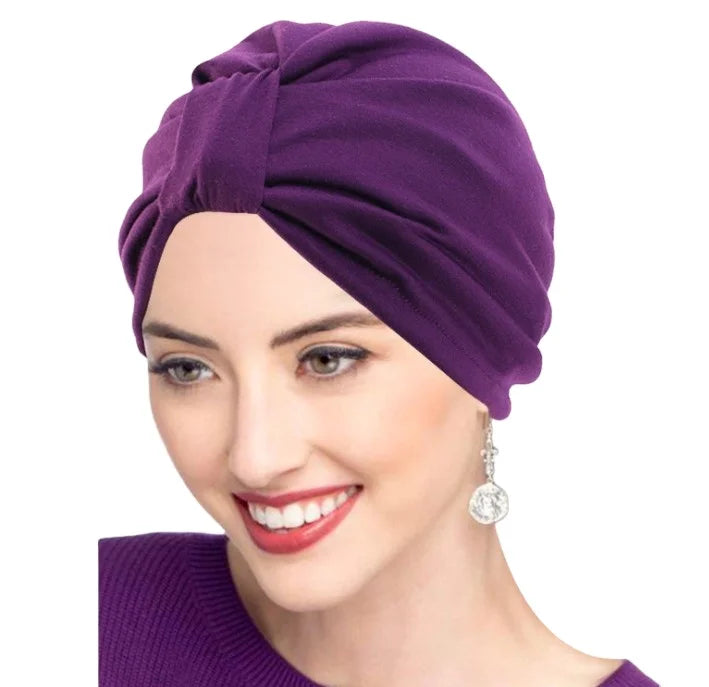 Women Turban Cotton Cap double layer Beanie Knot Bonnet Headwrap Satin Lined Sleep Hat