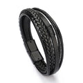 Trendy Fashion Jewelry Handmade Vintage Braided Punk Men's Magnetic Clasp Black Brown Leather Bracelet