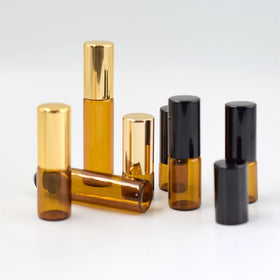 1ml 2ml 3ml 5ml 10ml Amber Roller Bal on Empty Glass Bottle with Black Cap for Perfume Essential Oils