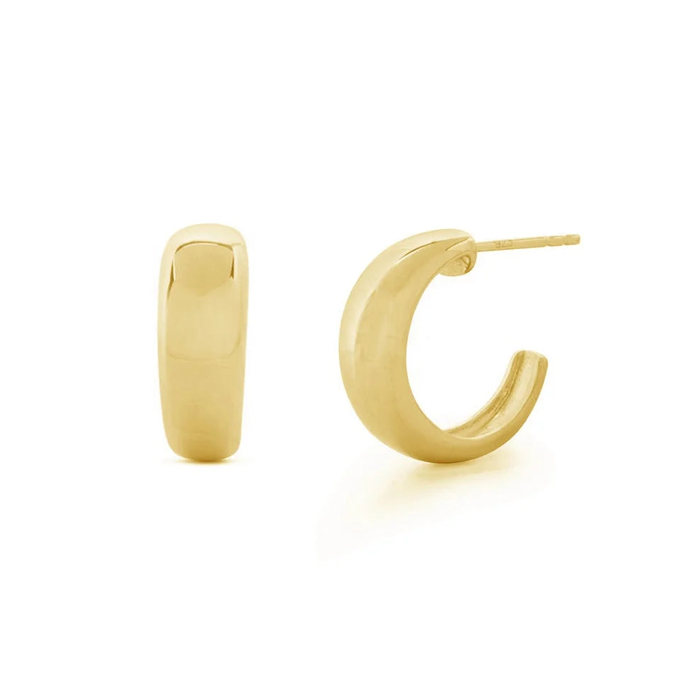Nagosa Minimalist Jewelry  925 Sterling Silver Circle Hoop Earrings for Women Party 18K Gold Plated Dome Earrings