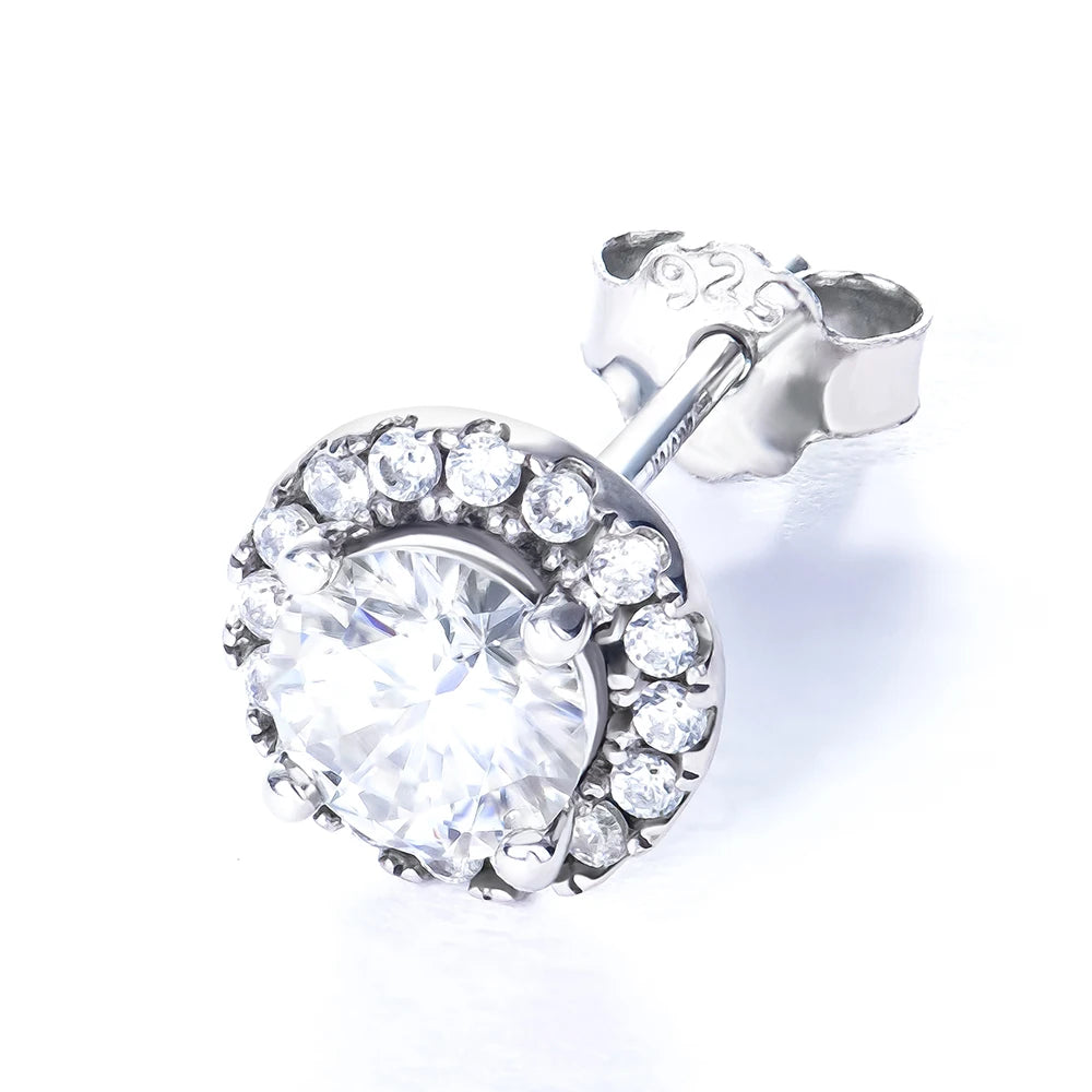 Hot Selling Gra Certified Popular Minimalist 925 Sterling Silver Women Fine Jewelry Diamond Mossanite Moissanite Stud Earrings