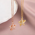 Hot Selling Fashion Chic Titanium Stainless Steel Sea Star Faux Pearl Bead Inside Pendant Necklace for Women