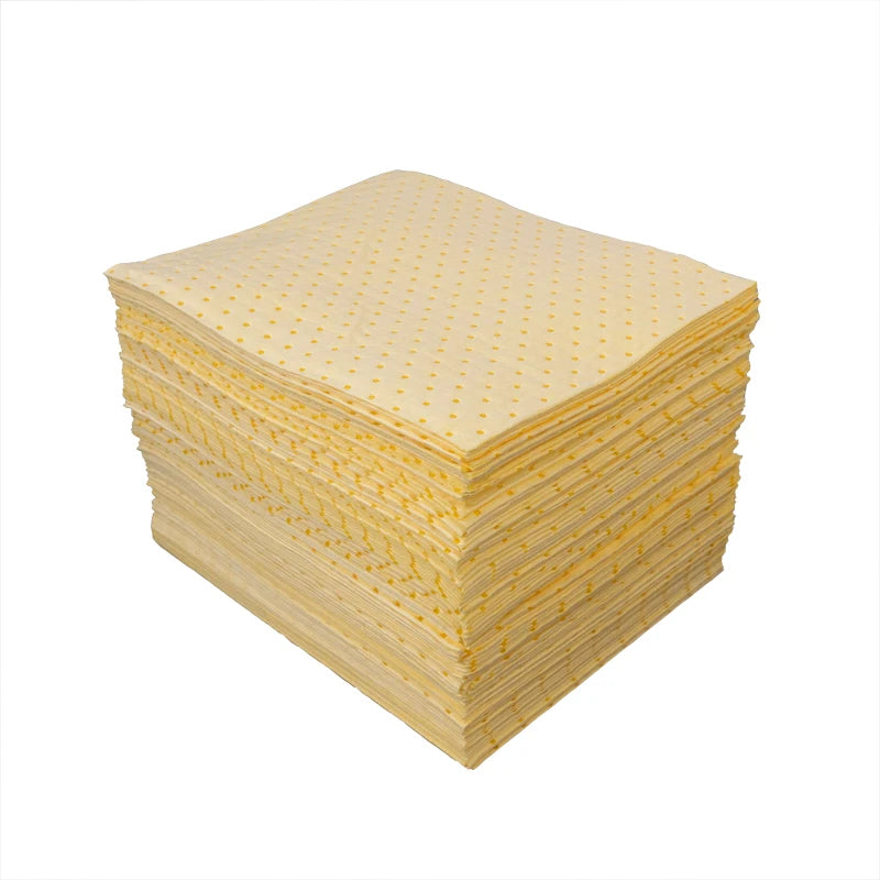 Oilspillpro CHA-P0200 100pp Meltblown Yellow Hazmat Absorb Mat Industrial Spill Absorb Sheet Chemical Absorbent Environmental